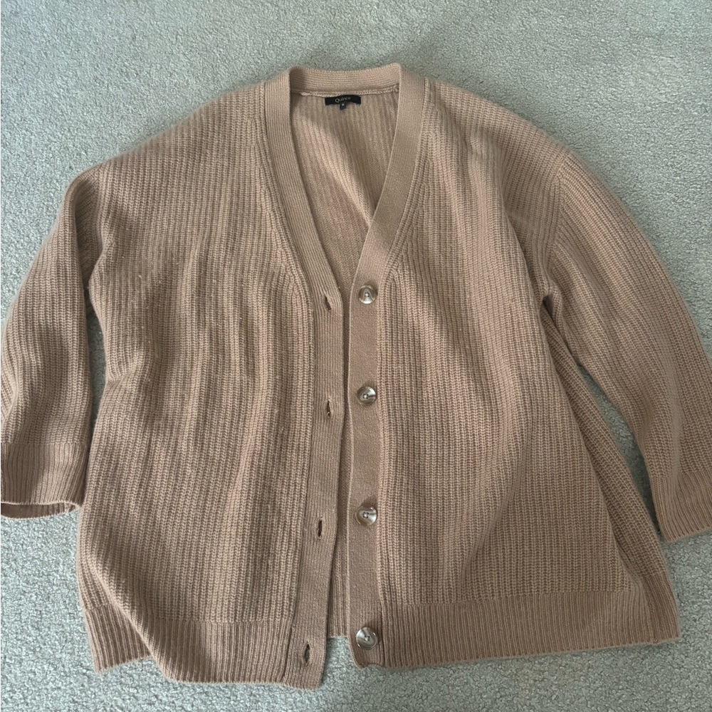 Quince Mongolian Cashmere Oversized Boyfriend Cardigan Sweater